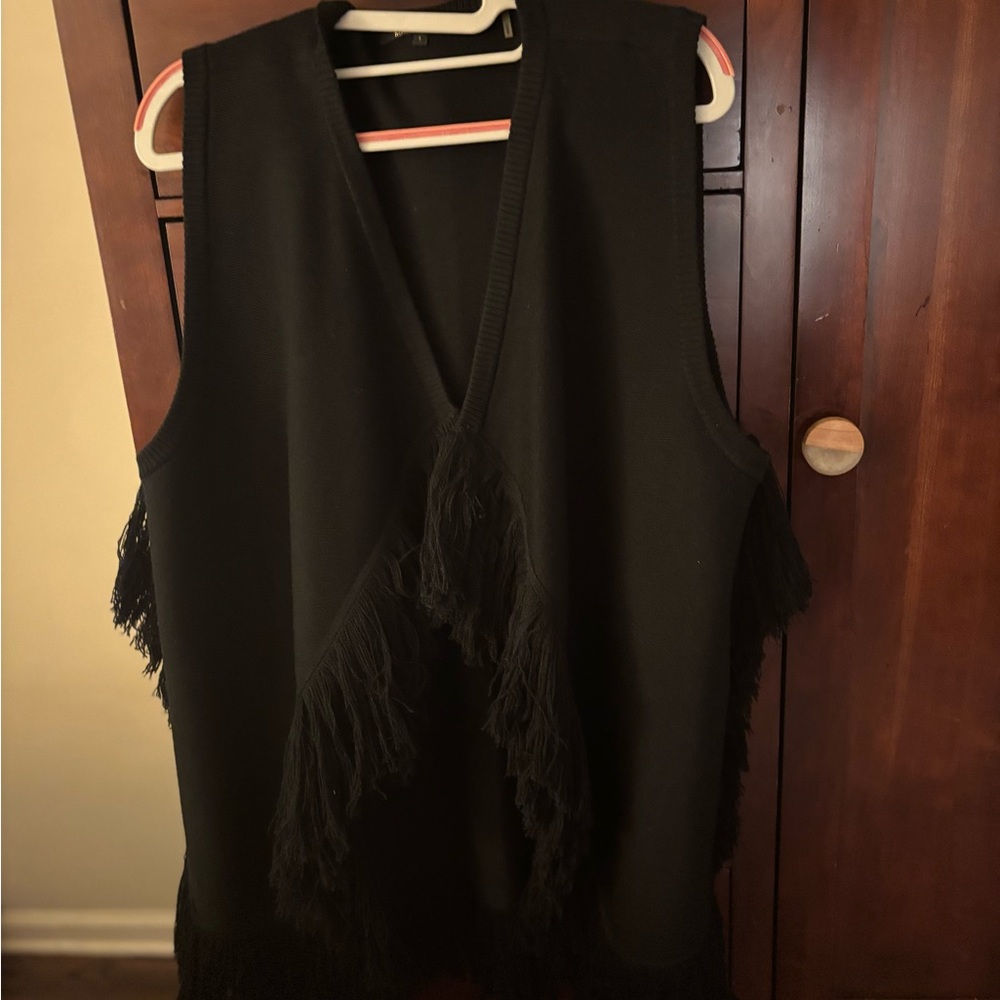 Chic Black Fringe Vest